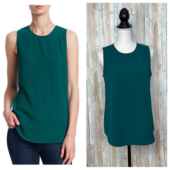 Theory | Tops | Theory S Pine Green Bringam Urban Fluid Crepe Shell ...